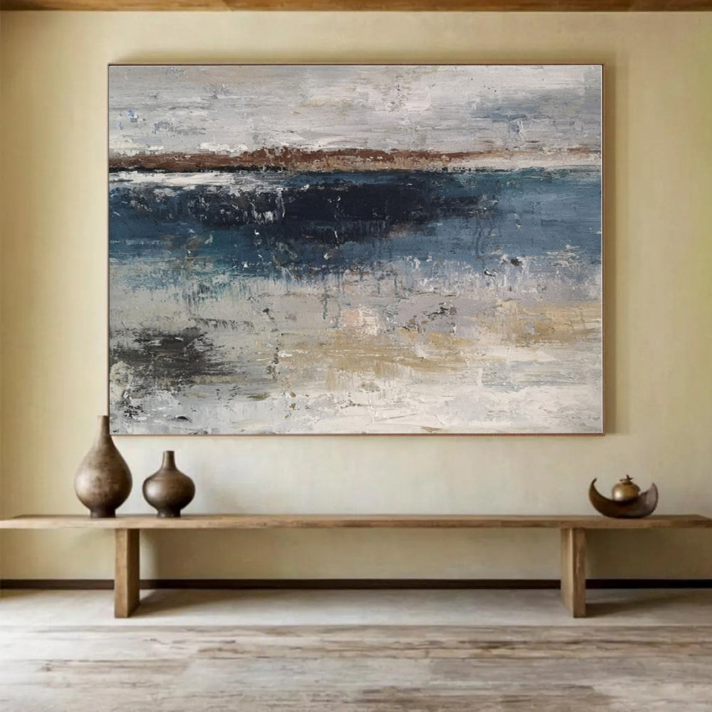Minimalist Canvas Art Neutral Tones Textured Coastal Abstract Painting On Canvas HPS077