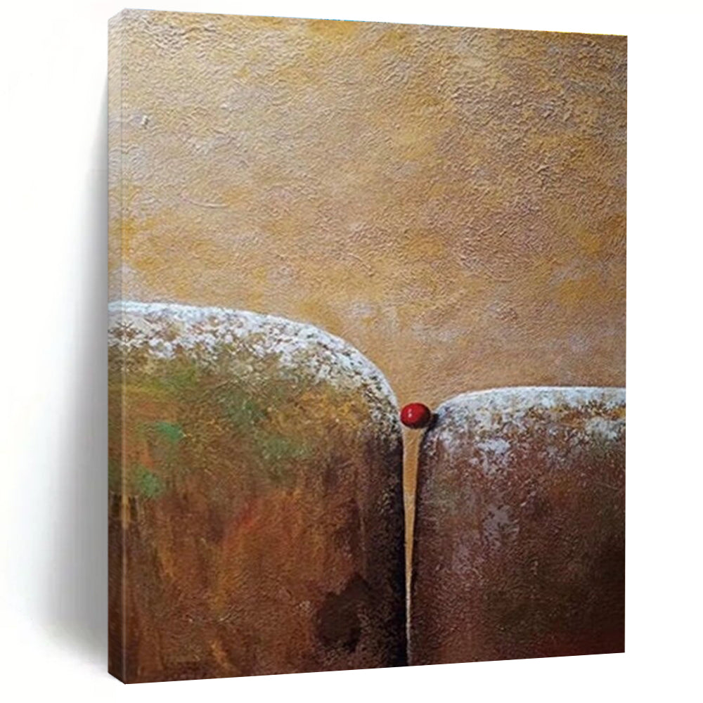 Unique Abstract Art in Brown, Beige, and Red with Textured Forms, Buy Abstract Art Online PT209