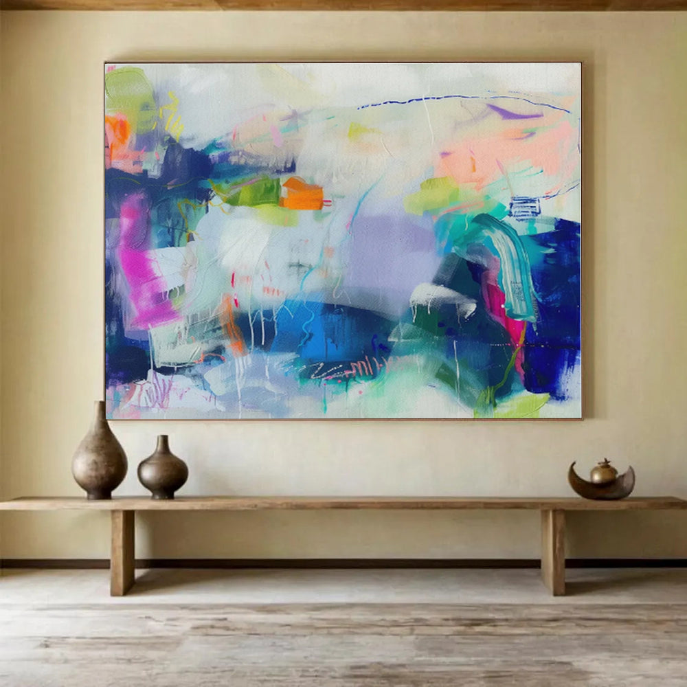 Hand-Painted Multicolor Dynamic Abstract Painting On Canvas HPS110
