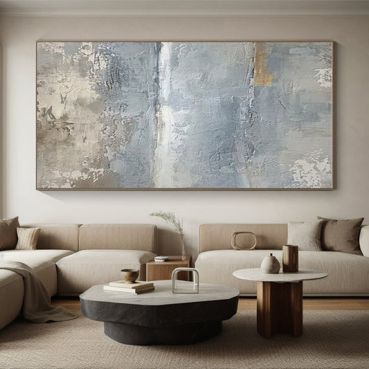 Modern Art Acrylic Gray and Beige Textured Abstract Art PT817