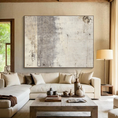 Minimalist Canvas Art Gray & Beige Textured Abstract Painting HPS256