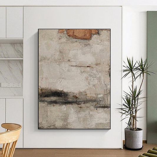 Hand-Painted Beige, Gray, and Brown Textured Abstract Art, Acrylic Modern Art Painting PT301