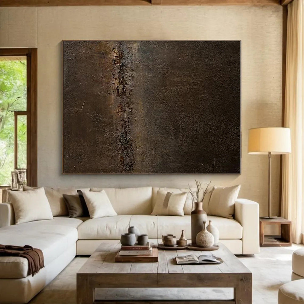 Huge Size Dark Brown Textured Abstract Art, Acrylic Modern Art Painting PT314