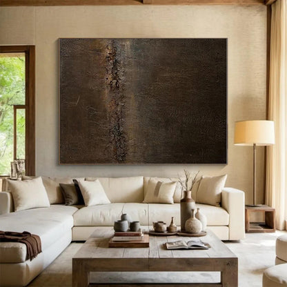 Huge Size Dark Brown Textured Abstract Art, Acrylic Modern Art Painting PT314