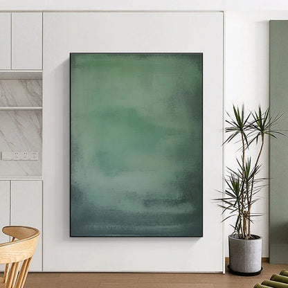 Hand-Painted Green Abstract Misty Landscape Acrylic Art PT501