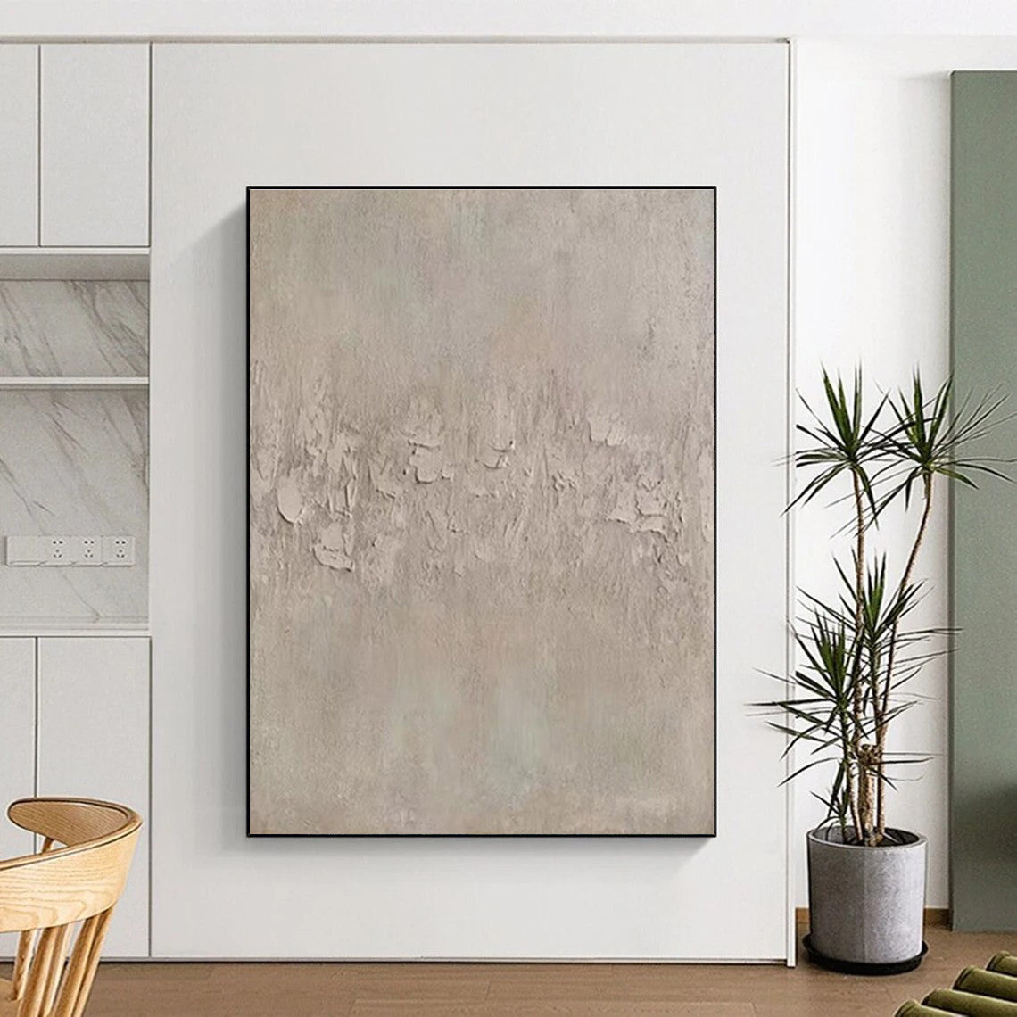 Minimalist Canvas Art Beige Textured Abstract Art PT688