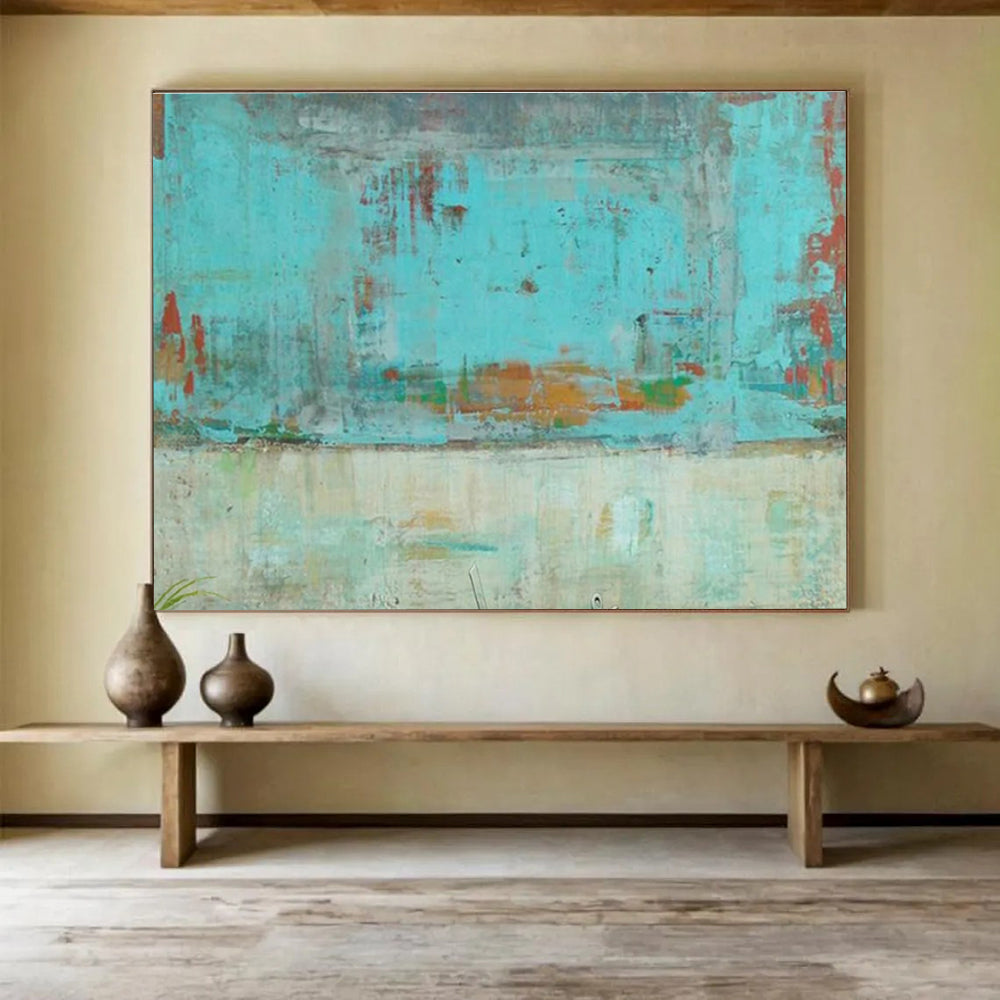 Gaint Canvas Art Turquoise, Red, and Beige Abstract Urban Art HPS362