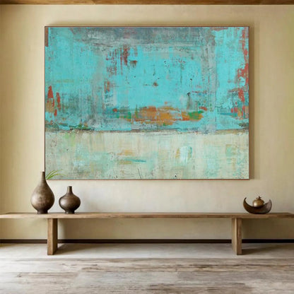 Gaint Canvas Art Turquoise, Red, and Beige Abstract Urban Art HPS362
