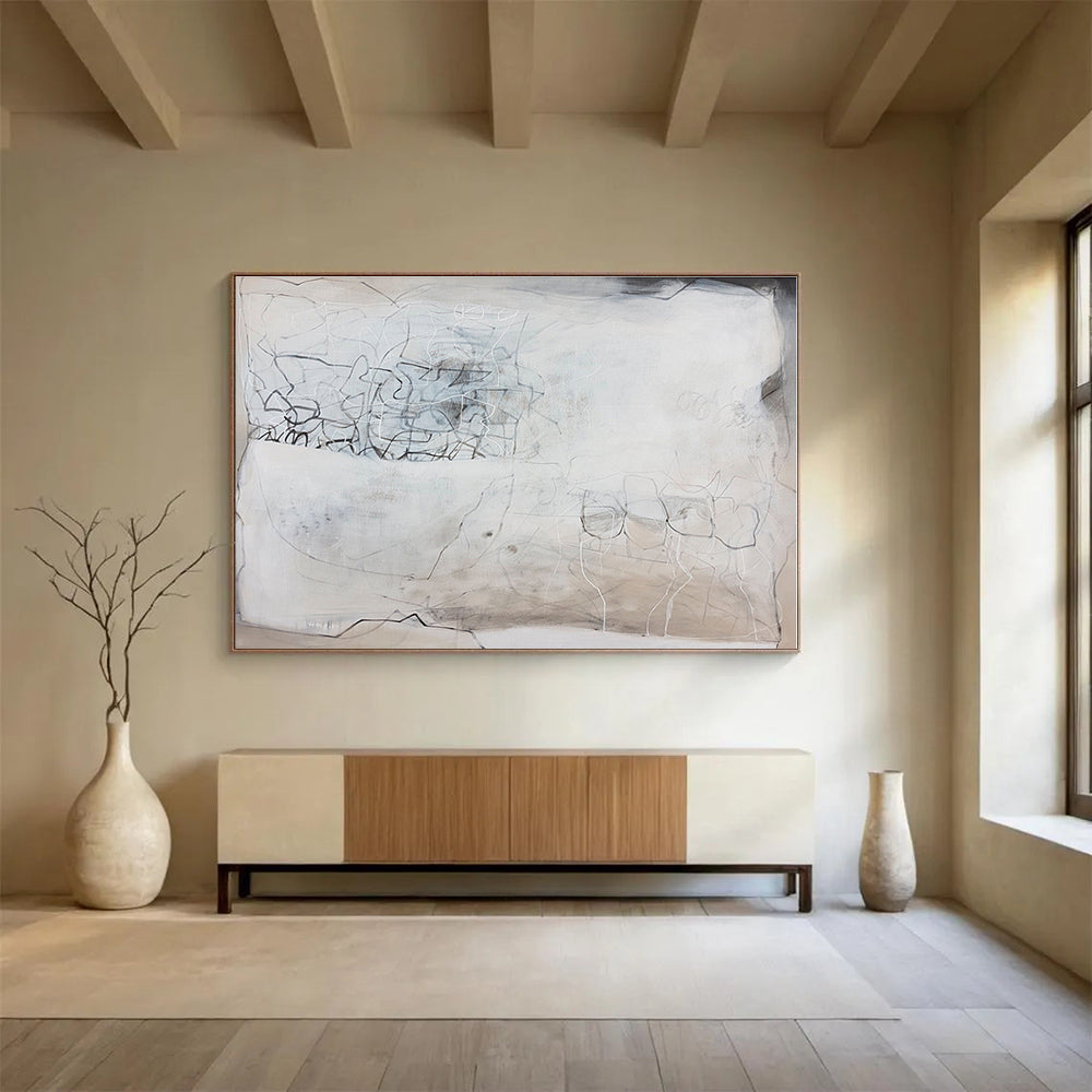 Cool Abstract Paintings Monochrome Line Art Abstract On Canvas HPS025