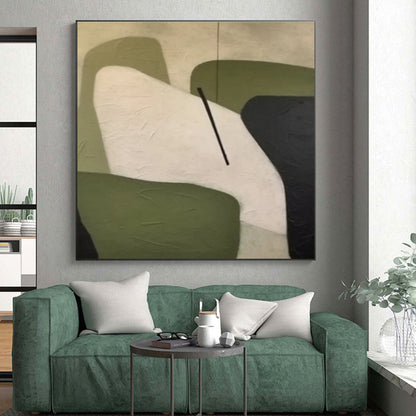 Minimalist Canvas Art Green White Black Geometric Abstract Artwork PT502