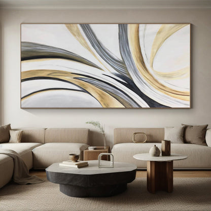 Modern Art Acrylic Gold Gray Black Abstract Art PT407