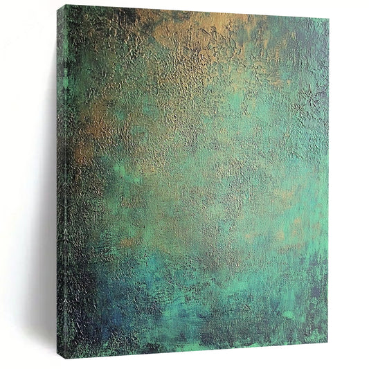 Custom Large Abstract Art For Living Room, Teal Gold Abstract Textured Art PT179