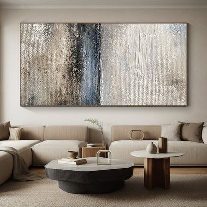 Large Abstract Painting For Living Room, Gray Blue Beige Abstract Seaside Art PT171