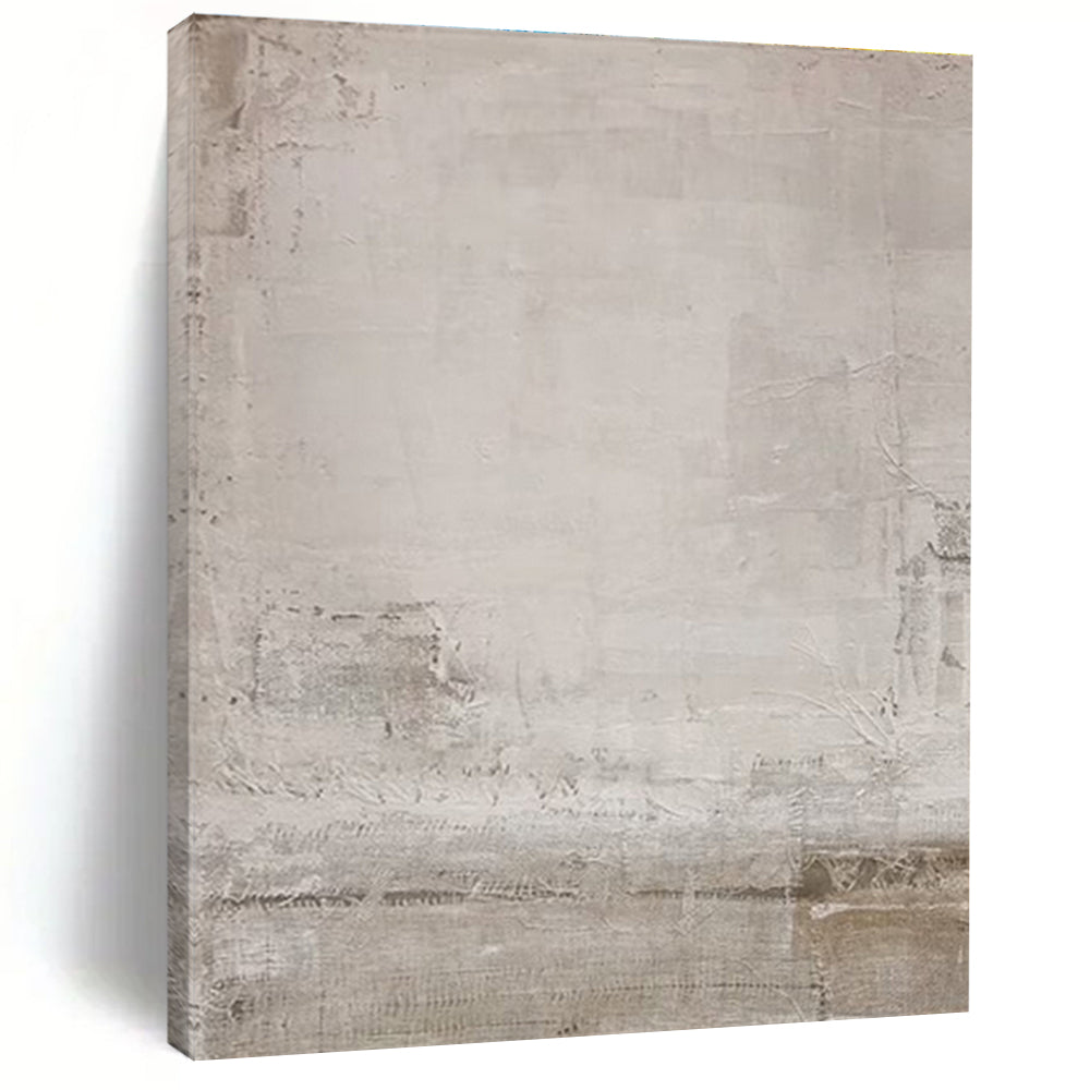 Minimalist Canvas Art in Beige and Gray Subtle Textures, Hand Painted Art PT304