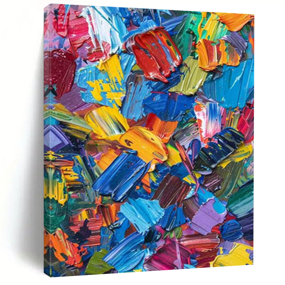 Cool Abstract Paintings Multicolor Thick Textured Abstract Art PT363
