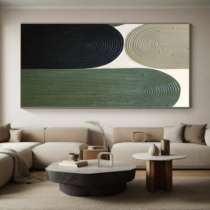 Oversized Abstract Wall Art Green & Beige Textured Abstract Painting On Canvas PT030