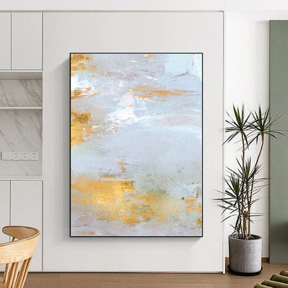 Cool Abstract Paintings in Grey, Gold, and Peach Abstract Textural Compositions PT240