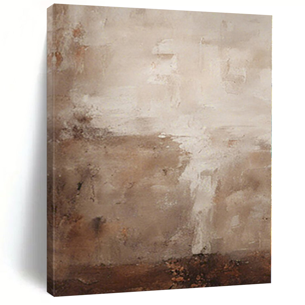 Large Painting In Living Room Beige & Brown Textured Abstract Painting On Canvas PT070