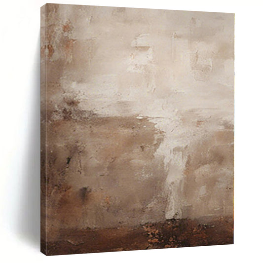 Large Painting In Living Room Beige & Brown Textured Abstract Painting On Canvas PT070