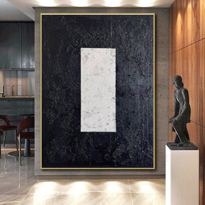 Minimalist Canvas Art Black and White Rectangular Abstract Art PT671