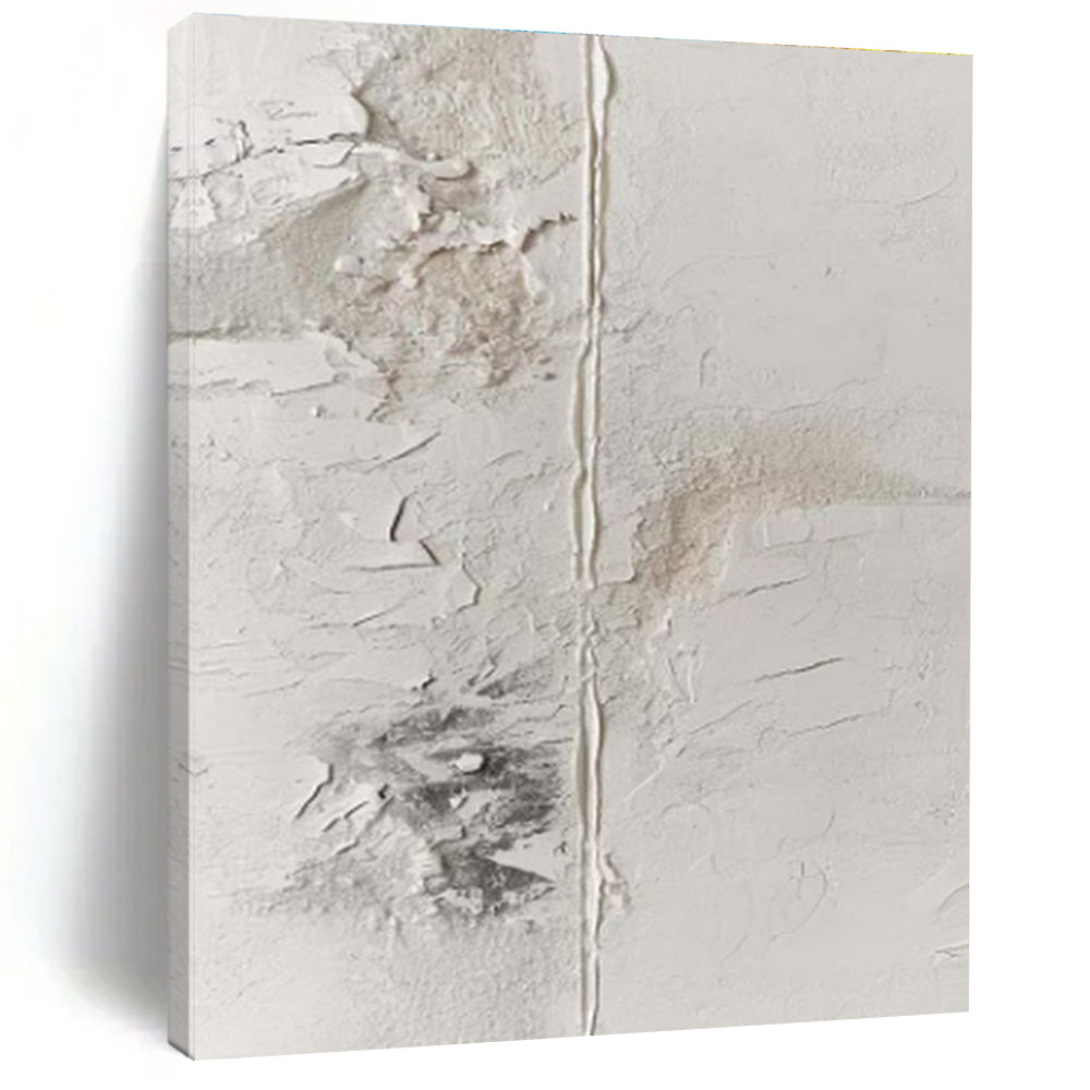 Hand-Painted White and Gray Textured Abstract Art, Acrylic Modern Art Painting PT327
