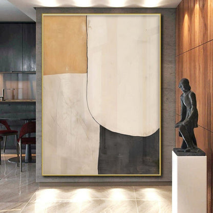 Large Size Beige, Black, and Brown Abstract Art PT668