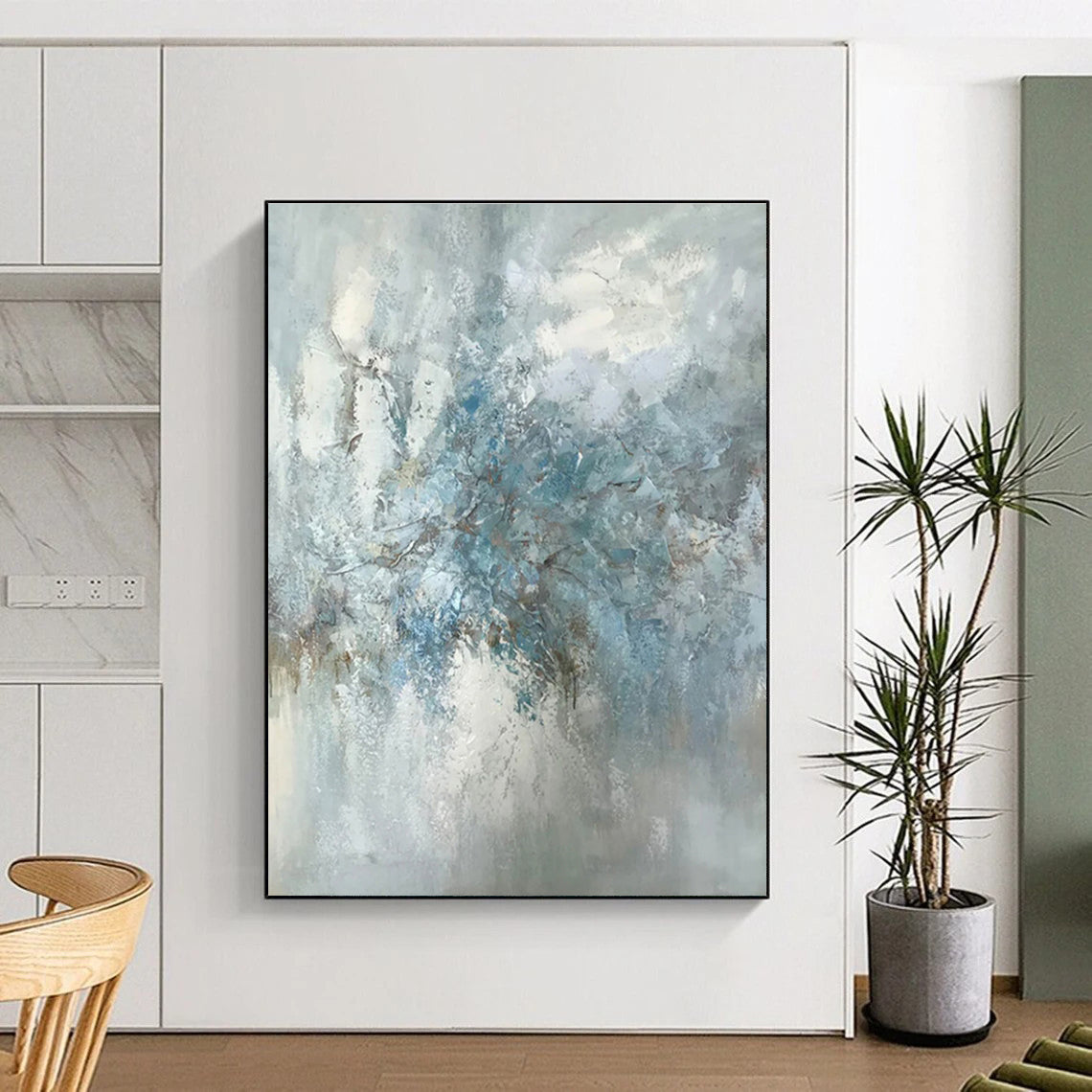 Acrylic Modern Art Paintings Blue Gray Textured Abstract Landscape Art PT392