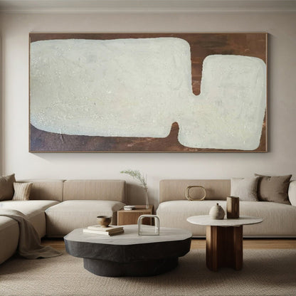 Hand-Painted Beige and Brown Textured Abstract Art PT647