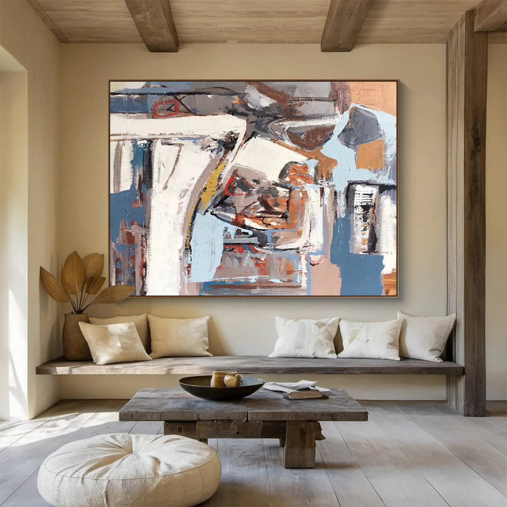 Acrylic Modern Art Paintings Gray, White & Brown Abstract Urban Art HPS183