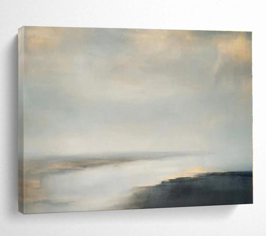 Large Size Neutral Tones Misty Landscape Abstract On Canvas HPS038