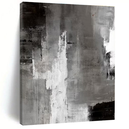Acrylic Modern Art Paintings Gray, Black, and White Textured Abstract Art PT693