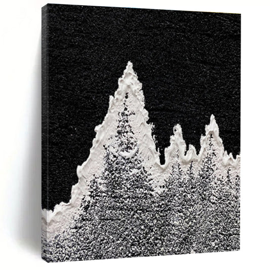 Large Painting In Living Room Black, White, and Gray Textured Abstract Mountain Art DPS460