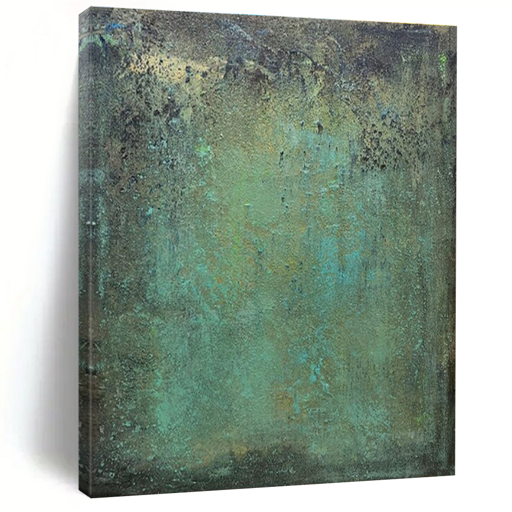 Handmade Art Teal and Brown Textured Abstract Work, Large Contemporary Wall Art PT532