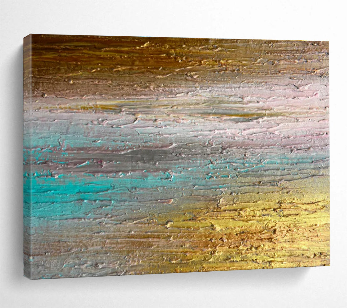 Gaint Canvas Art Gold, Teal, and Brown Textured Abstract Landscape Art HPS392