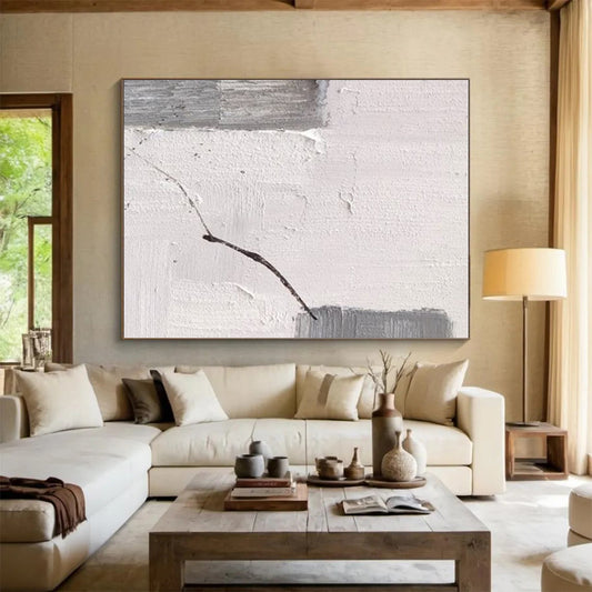 Hand Painted Art in Grey and White Textural Abstract Details Painting PT265