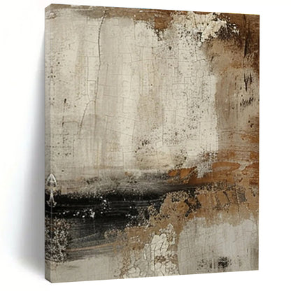 Large Contemporary Wall Art Beige Brown Black Textured Abstract Art PT489