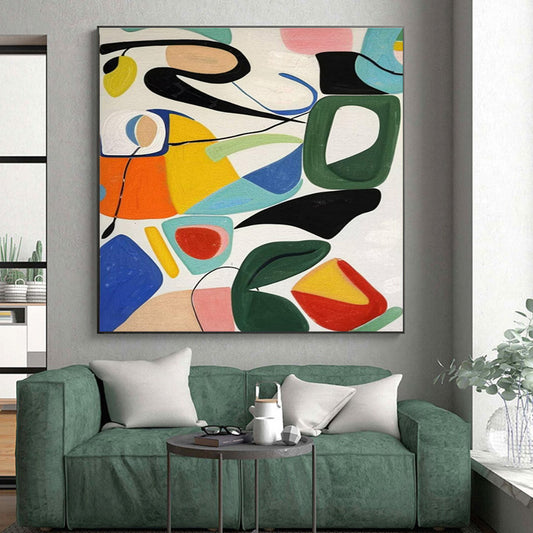 Unique Abstract Art Multicolor Geometric Abstract Play, Acrylic Modern Art Paintings PT535