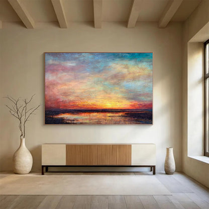 Acrylic Modern Art Paintings Multicolor Sunset Seascape Abstract Painting On Canvas HPS138