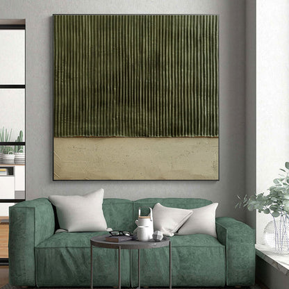 Minimalist Canvas Art Green Beige Textured Abstract Art PT354