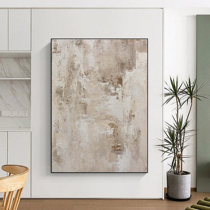 Hand Painted Art Beige and Gray Textured Abstract Piece, Modern Art Acrylic PT329