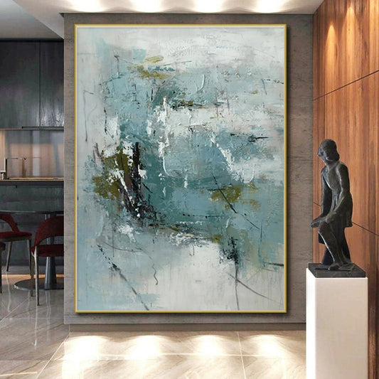 Acrylic Modern Art Paintings Blue Gray Green Abstract Art PT422