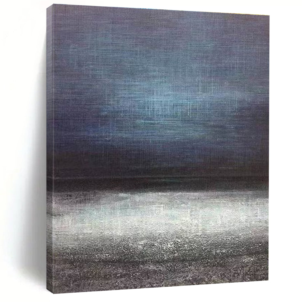 Minimalist Canvas Art in Blue and Grey Abstract Gradient Landscape PT253