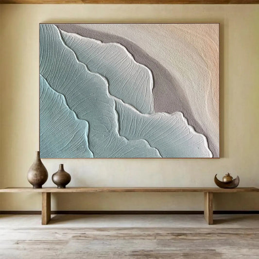 Gaint Canvas Art Teal and Beige Textured Abstract Landscape Art HPS342