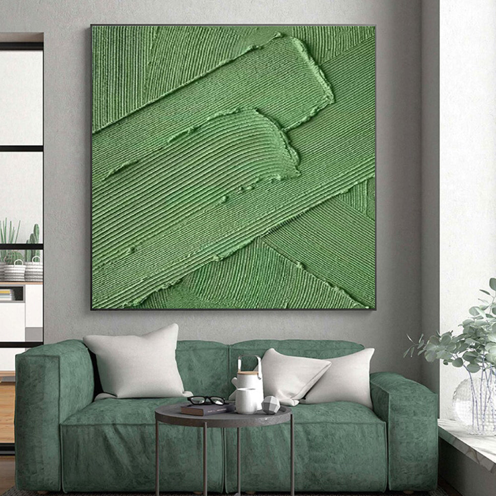 Large Painting In Living Room Green Textured Abstract Acrylic Art PT340