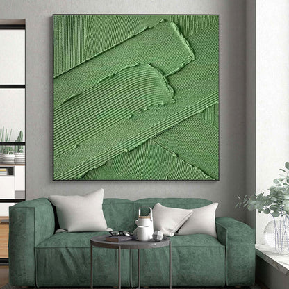 Large Painting In Living Room Green Textured Abstract Acrylic Art PT340