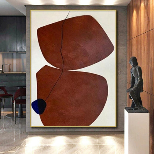 Unique Abstract Art Brown and Blue Organic Abstract Art PT689