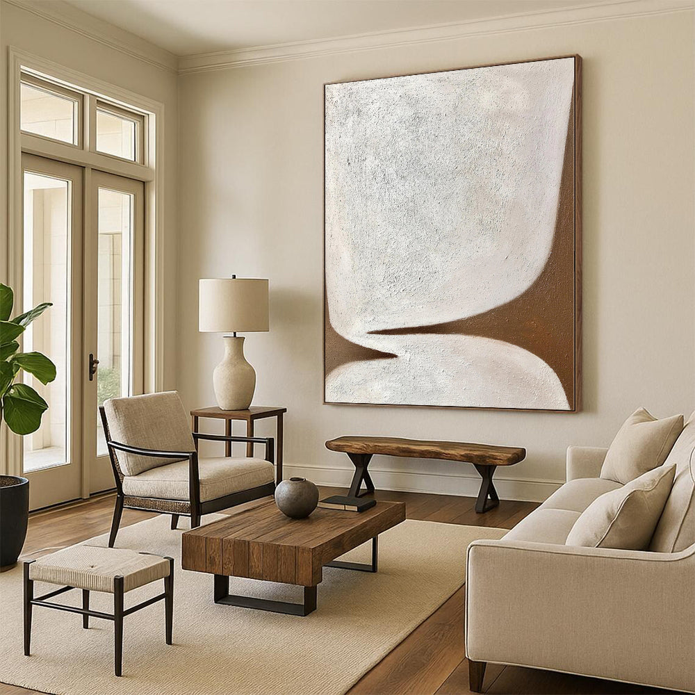 Modern Art Acrylic Beige & Brown Textured Abstract Painting On Canvas PT039