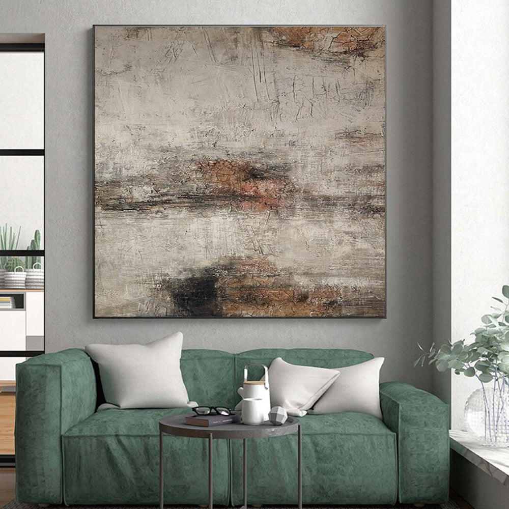 Large Contemporary Wall Art Gray and Brown Textured Abstract Art PT629