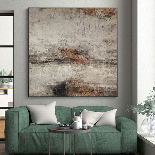 Large Contemporary Wall Art Gray and Brown Textured Abstract Art PT629