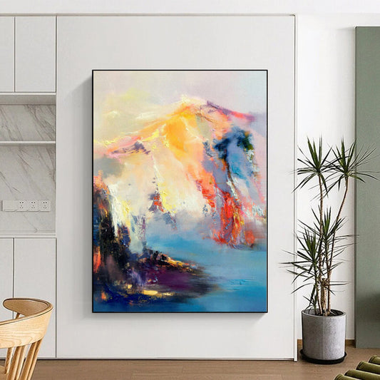 Unique Abstract Art Colorful Mountain and Water Abstract Acrylic Painting DPS421